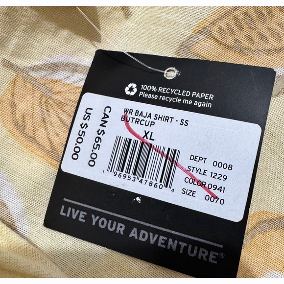 Eddie Bauer Baja Butttercup Yellow Fruit Print‎ Shirt Women’s Large Short Sleeve - Picture 8 of 9